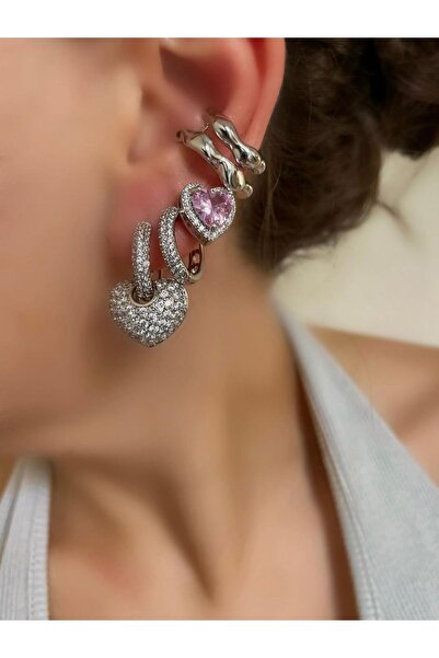 SU PERİSİ TAKI BİJUTERİ Vip Seri Gümüş Kalp Küpe