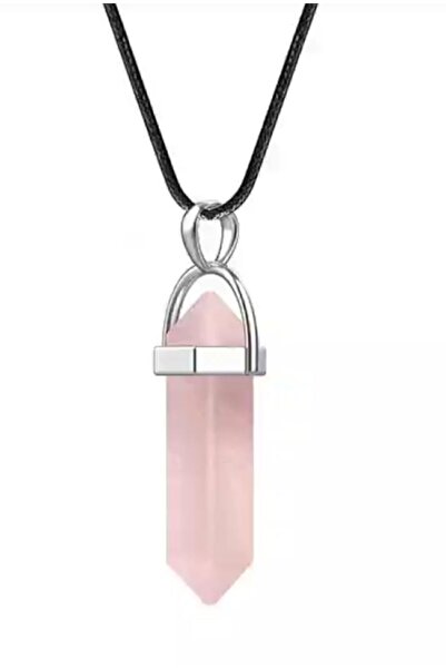 Gena stone Pink Quartz Natural Stone Pandula Necklace - Nail Model Natural Stone Necklace - Cord String Necklace