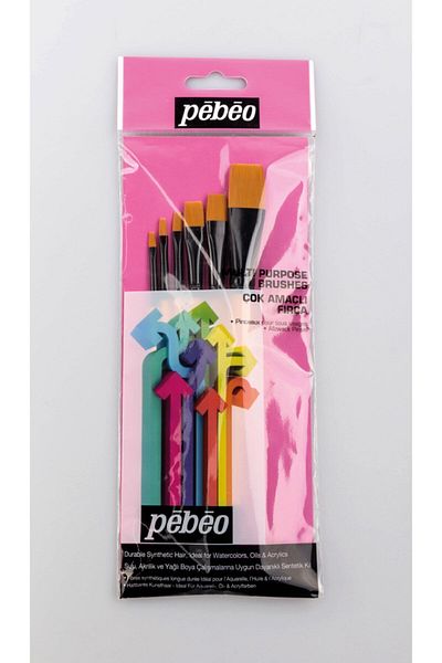 Pebeo 6-Piece Flat Cut Brush Set 3 ( 0,2,4,10,12 and 18 No )
