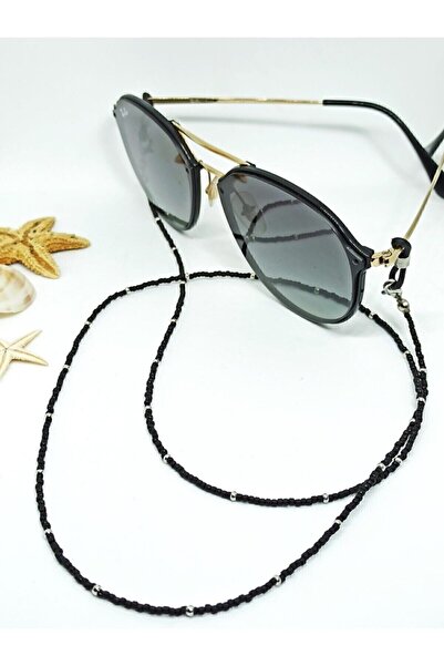 DMA AKSESUAR إكسسوارات النظارات ذات اللون الفضي والخرز الأسود