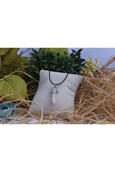 hediyecity حجر الكوارتز الوردي الطبيعي، قلادة الكوارتز، قلادة قطع الأظافر