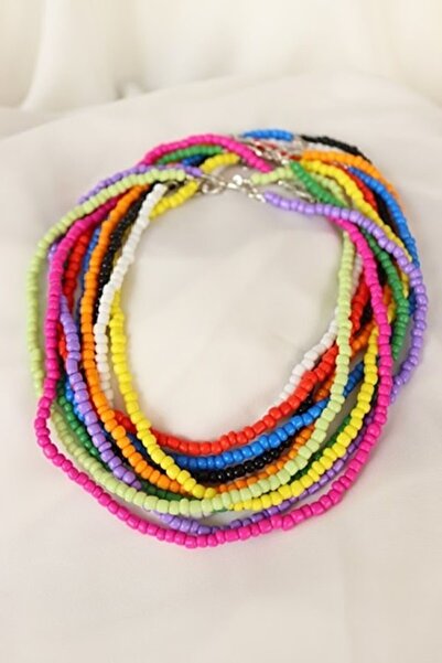 TWO PERLA Kadın Bahar Renkleri Kum Boncuk 10 Lu Kolye