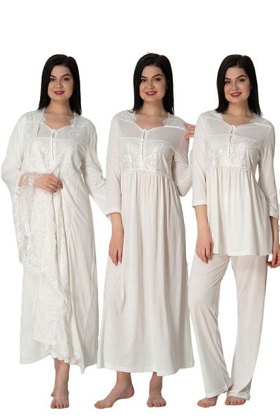 Effort Pijama Effortt Ecru Special Design Σετ Μητρότητας 4 3014