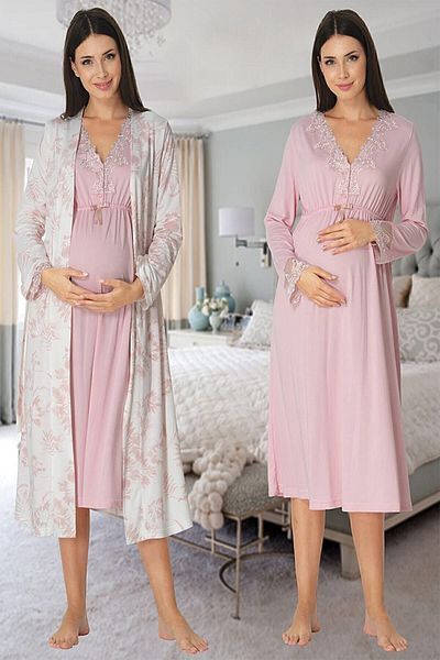 Effort Pijama طقم ملابس نوم وملابس نوم للحوامل باللون الوردي من Dvina Effortt - 8095