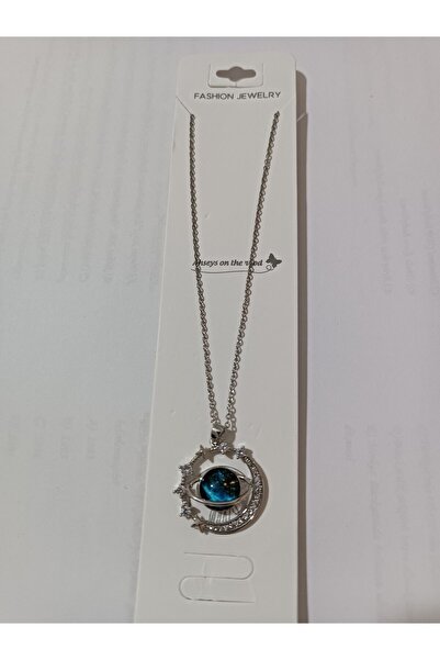 stainless steell Kadın 316L Paslanmaz Zirkon Taşlı Hilal Yıldızlı Satürn Geze...