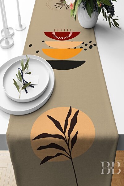 Belle Benoit Anthracite Beige Double Sided Printed 4-Piece Pillowcase, Throw Pillow Cover and American Service Runner Set