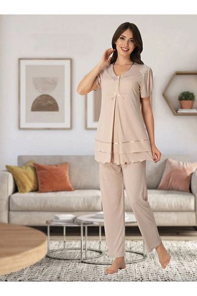 Effortt Brown Maternity Pajama Set - 8022