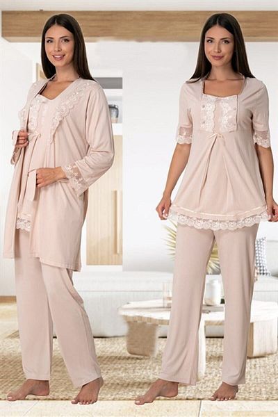 Effort Pijama Σετ πιτζάμες με δαντέλα μητρότητας Freya Effort με μανίκια