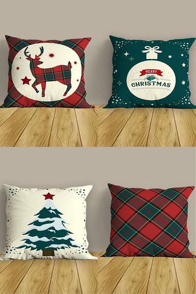 Belle Benoit New Year's Design - Digital Printed 4-Piece Gift Sofa and Pillow Set