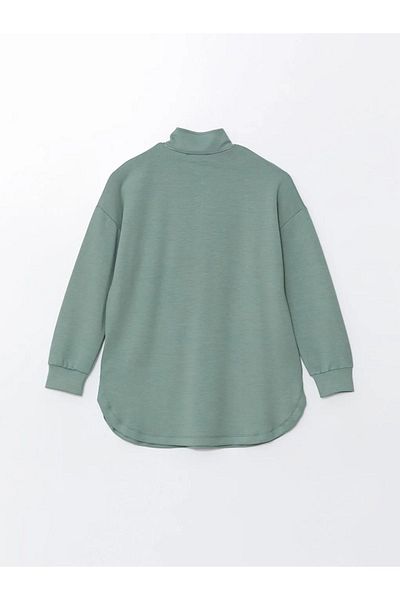 LC Waikiki LCW Modest - Γυναικείο φούτερ με τουνίκ με ματ πράσινο γιακά