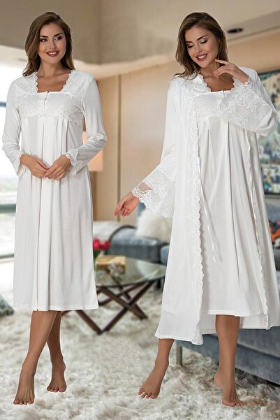 Effort Pijama Zerre Bebe 7015 Жіночий рожевий комплект нічної сорочки з мереживом для породіль