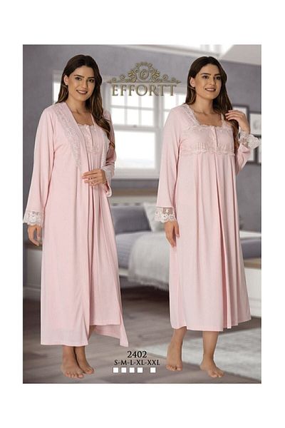 effort Freya Effort Pink Lace Long Sleeve Maternity Maternity Dressing Gown Nightgown Set