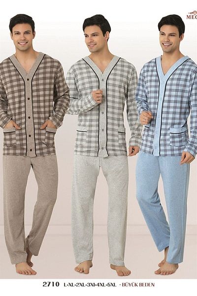 Mecit Pijama Σετ ανδρικών πιτζάμες από βαμβάκι Mecit 2710