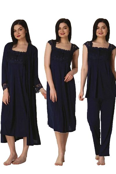 Effortt Women's Navy Blue Maternity Pregnant Pajamas Set of 4 2305