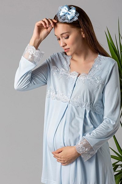 ByLohusa Set pijama pentru maternitate Effortt Blue