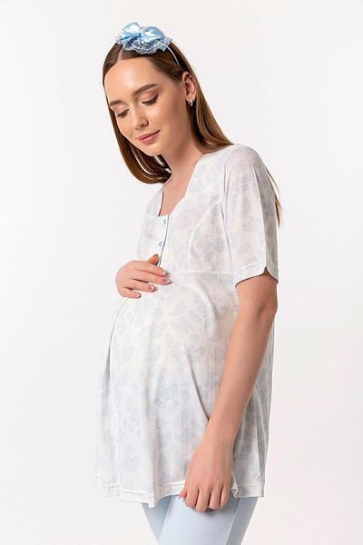 ByLohusa Set de pijamale de maternitate cu model Effortt Albastru