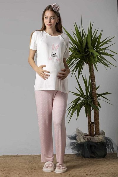 Effortt Women's Pink Maternity Pajama Set and Dressing Gown