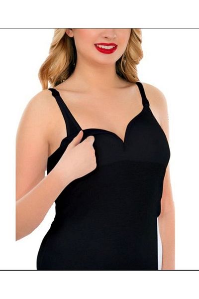 İmer Çamaşır 1288 Sponge Maternity Breastfeeding Undershirt Black