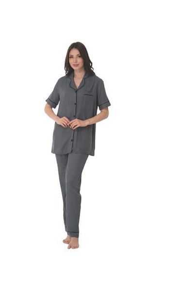 Effortt 8069 Set de pijamale pentru femei, cu mâneci scurte, cu nasturi în față