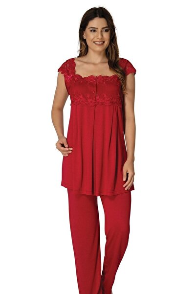 Effortt Set pijamale de maternitate cu bretele roșii Effort 2303