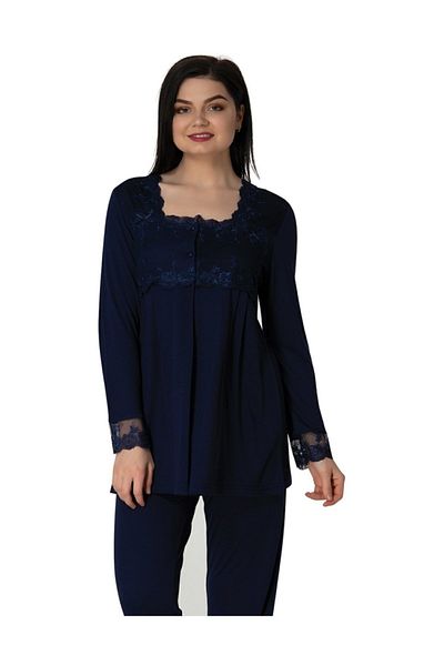Effort Pijama Effortt Navy Blue Maternity Long Sleeve Pajama Set - 2403
