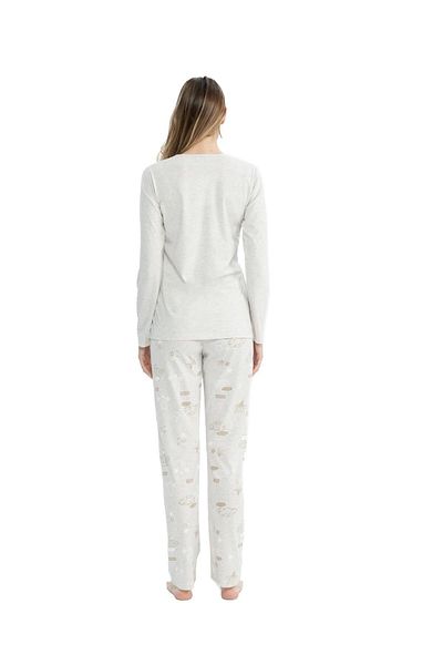 U.S. Polo Assn. Us Polo Assn. Beige Melange Women's Pajama Set - Round Neck Pls 025k.1aes7.tr1.a.2ou.p2.km11