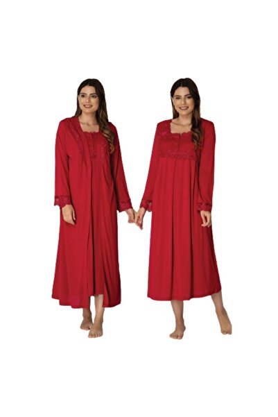 Effortt طقم ثوب نوم للحوامل باللون الأحمر للنساء 2402