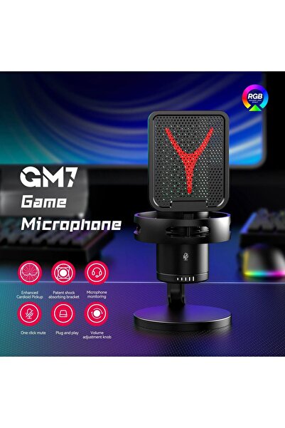 Yellowtech GM7 Mikrofon Profesyonel Mic Canlı Akış Twitch, Youtuber, Gamer, Tiktok, Yayıncı USB Mikrofon Seti