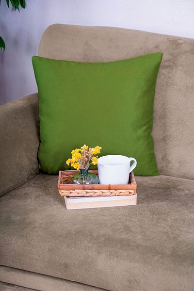 homease Premium Velvet Textured 2-Piece Suede Throw Pillow Set - Khaki Green (45X45)