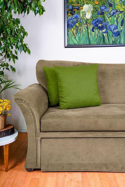 homease Premium Velvet Textured 2-Piece Suede Throw Pillow Set - Khaki Green (45X45)