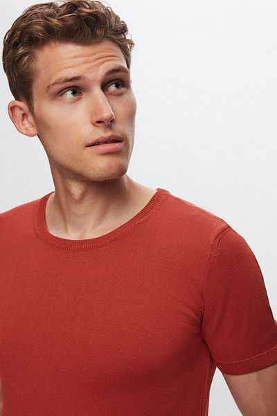 Twn Πλεκτό μπλουζάκι Slim Fit Tile Plain Weave Rayon