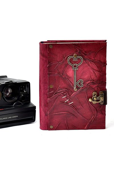 Legend Deri Claret Red Genuine Leather Şamua Paper Key Handmade - Daily Agenda Book Gift