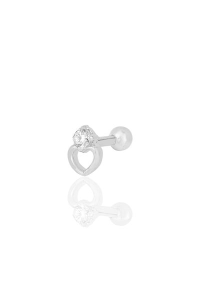 Söğütlü Silver Gümüş Rodyumlu Zirkon Taşlı Tragus Helix Piercing Küpe Sgtl122...