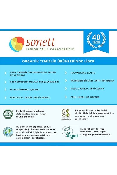 Sonett Organik Saf Oksijenli Leke Çıkarıcı 900gr – Toz, Doğa Dostu, %100 Biyolojik Çözünür