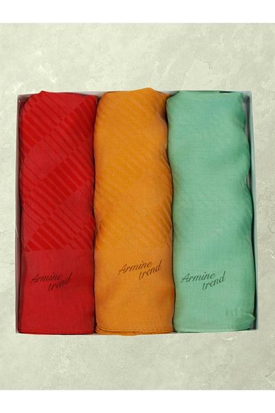 Armine Trend Light Shawl - Cotton - Ats3isl - Set of 3 - Vibrant Colors