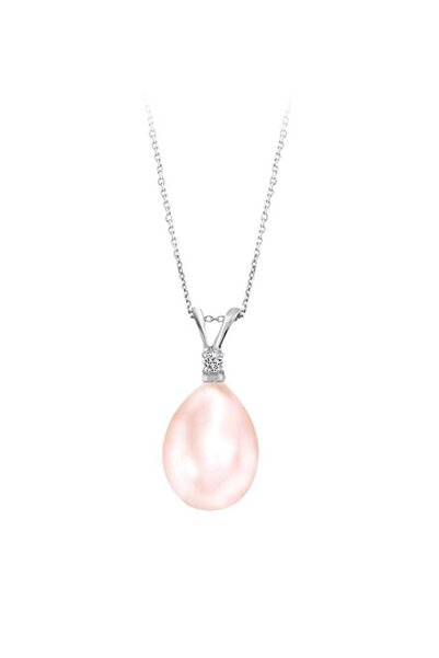 Sirius Pırlanta Pırlanta Taşlı Drop Pembe Inci Kolye
