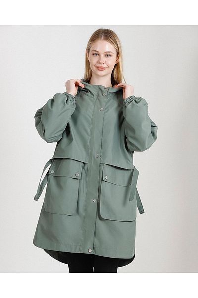hergün24 OVERSIZE FENCE FENCE and ZIP Closure, Hooded RAINCAP