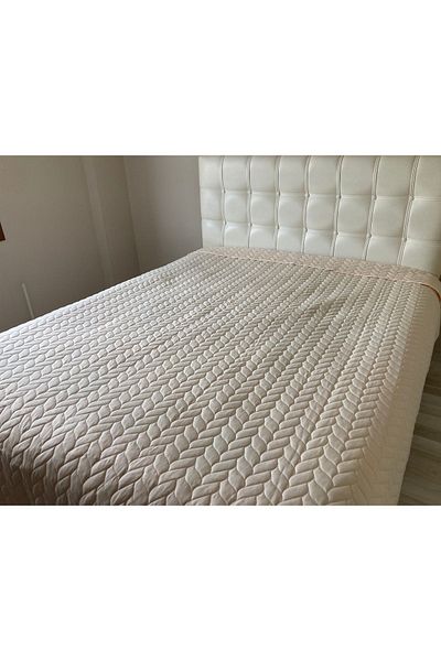 GENÇEV HOME COLLECTİONS Laser Quilted Plain Paint Pique - Multi-Purpose, Single, 160X220 Light Yellow Bedspread