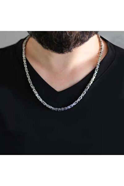 Gümüş Hediye Al Unisex Çelik Kral Zincir Silver Renk Kalınlık 5 mm   317