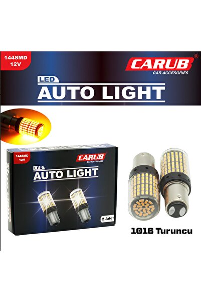 Carub 12V 1016 Ampul 144 Led Şeffaf Turuncu Ampul Çift Duy 144 Led