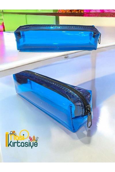 Nasip Kırtasiye Suport pentru stilou transparent cu un singur compartiment din silicon Suport pentru stilou transparent de culoare albastră Suport pentru stilou cu un singur compartiment