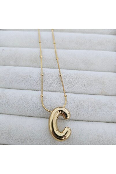 AKSESUARSTORE77 Steel Balloon C letter Necklace
