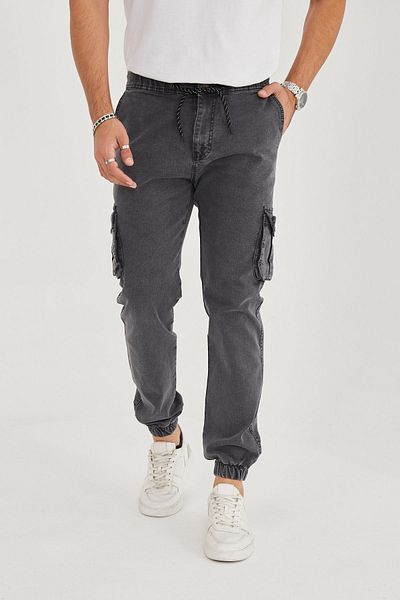 allymoda Men's Jeans Cargo Trousers Lycra Elastic Legs ALLY-209