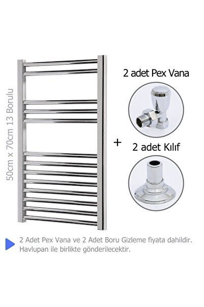 AEON Krom Kaplama Çelik Havlupan (50X70 13 BORULU) 2 Adet Pex Köşe Vana 2 Ade...