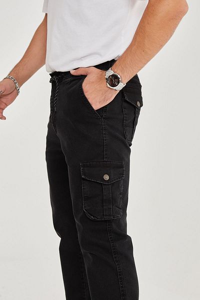 allymoda Men's Jeans Cargo Trousers Lycra Elastic Legs ALLY-209