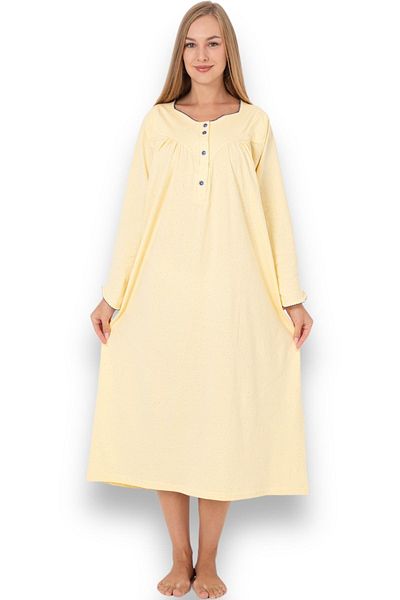 Nitesheys Plus Size Long Sleeve Nightgown - 100% Cotton Combed, for Hospital, Pregnant and Maternity
