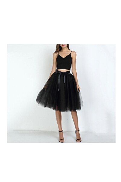 NSM Γυναικεία φούστα 6 στρώσεων 65 εκ. ελαστική μίντι/μήκος μέχρι το γόνατο Φ...