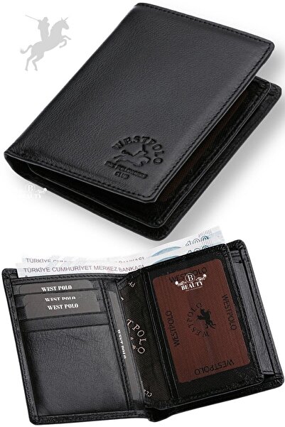 Westpolo West Polo Erkek Deri Bozuk Para Bölmeli Karlık Cüzdan Siyah