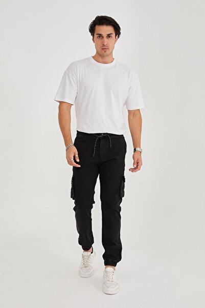 allymoda Erkek 2Lİ Kot Kargo Pantolon Likralı Paçası Lastikli ALLY-209