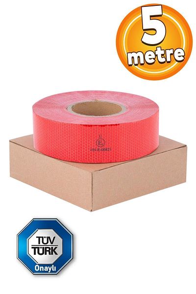 Badem10 5 Mt Red Reflective Phosphorescent Strip Tape - Tüvtürk Approved